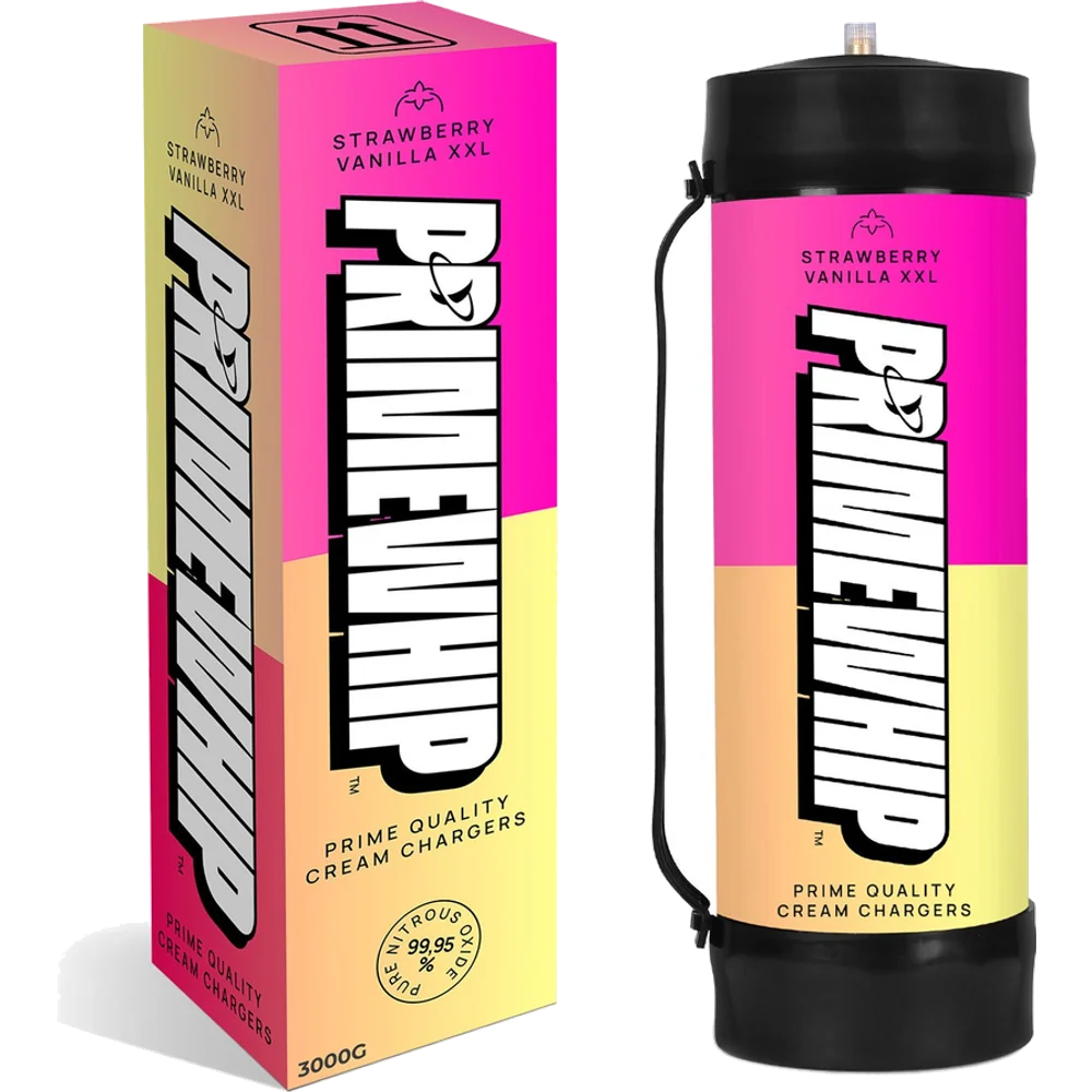 PrimeWhip Food-Grade Cream Charger XXL 3000G Strawberry Vanilla