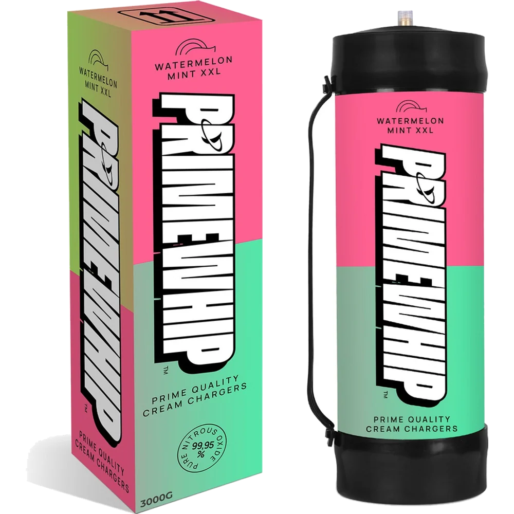 PrimeWhip Food-Grade Cream Charger – XXL 3000G Watermelon Mint